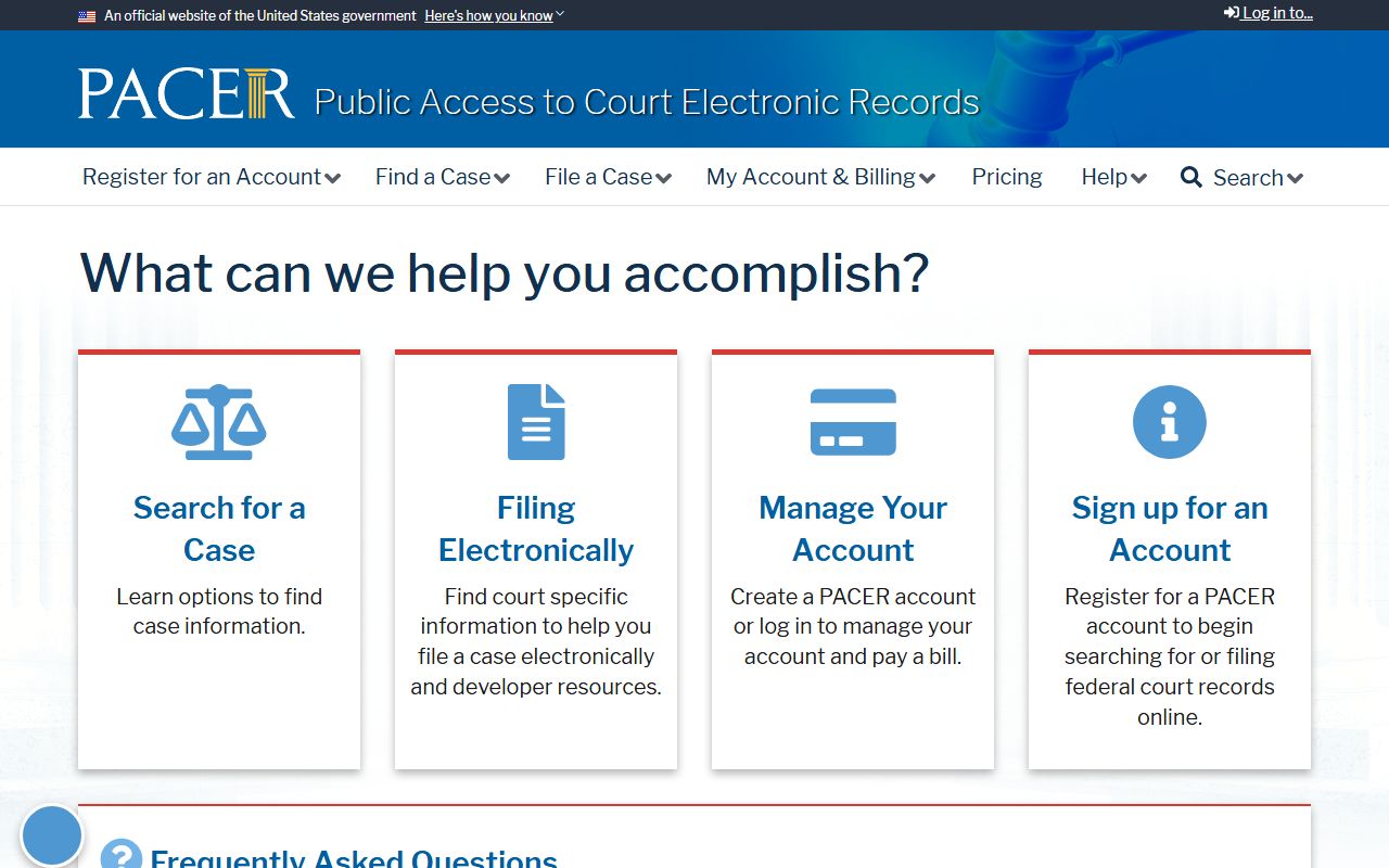 Hancock County court dockets federal PACER access