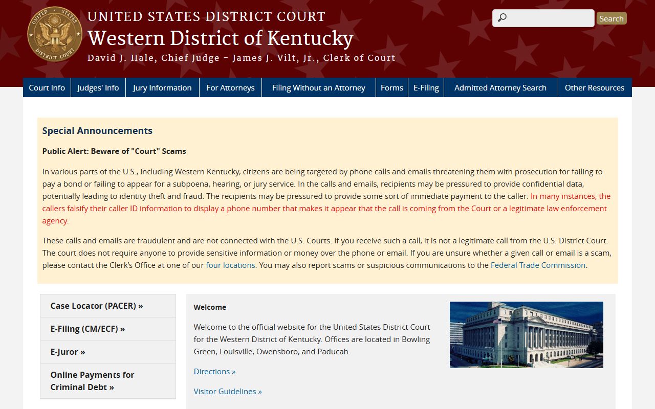 Hancock County federal court records Western District of Kentucky