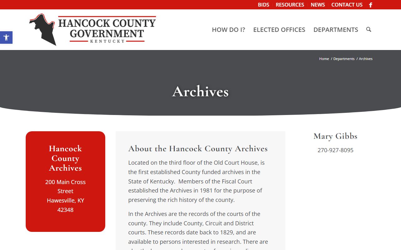 Hancock County court records archives and historical records