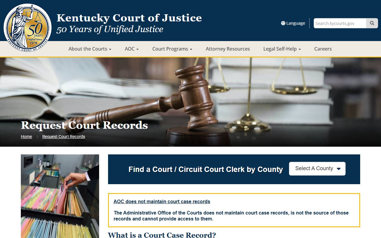 Hancock County court records request guidance from Kentucky Court of Justice