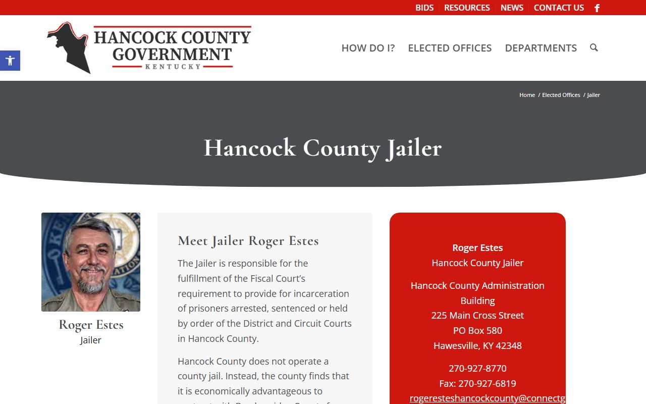 Hancock County inmate records jailer page