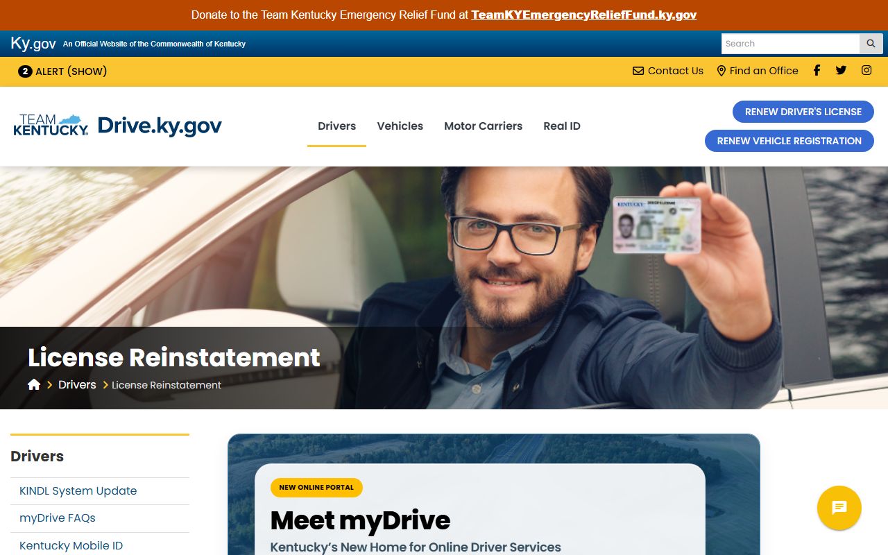 Hancock County traffic court records Kentucky license reinstatement