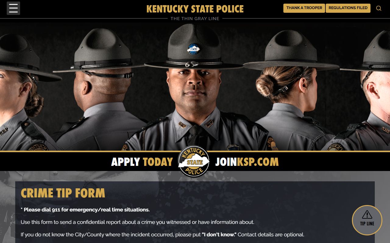 Hancock County warrant search Kentucky State Police tip form